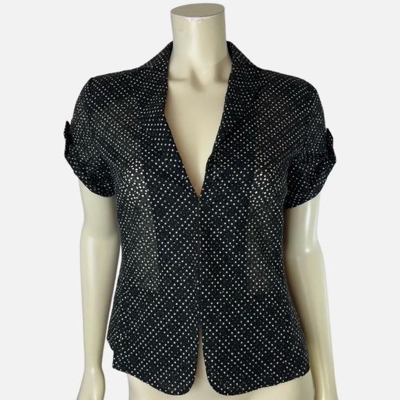 Akris Punto Short Sleeve Polka Dot Eyelet Blazer, Size 4 - Picture 2 of 12